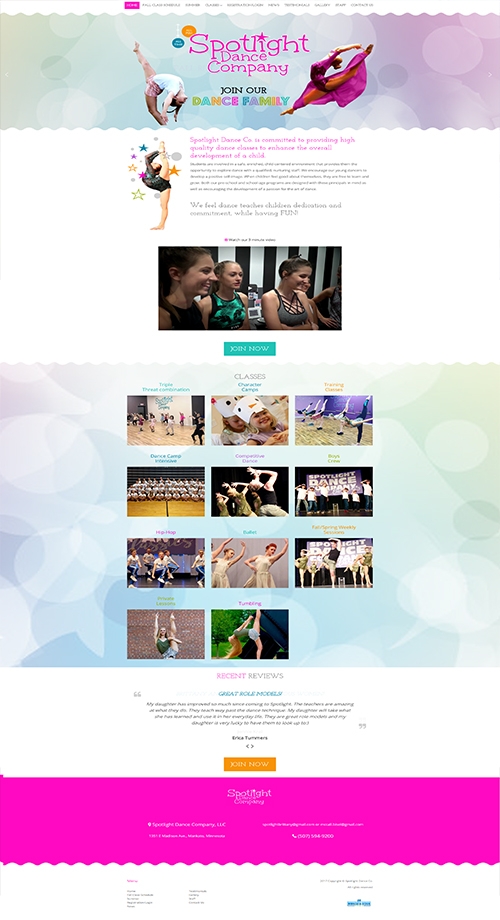 New Custom site Design for Mankato Dance Company Minnesota Design
