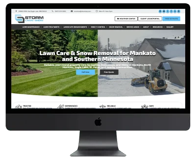 Storm Lawn & Snow responsive website design across desktop, tablet, and mobile devices