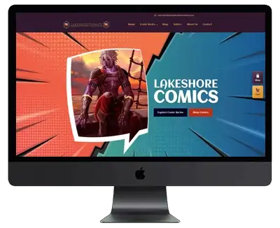 Lakeshore Comics homepage shown in the Minnesota Design Studio portfolio
