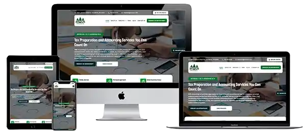 SMK Accounting website displayed across desktop, laptop, tablet and mobile devices